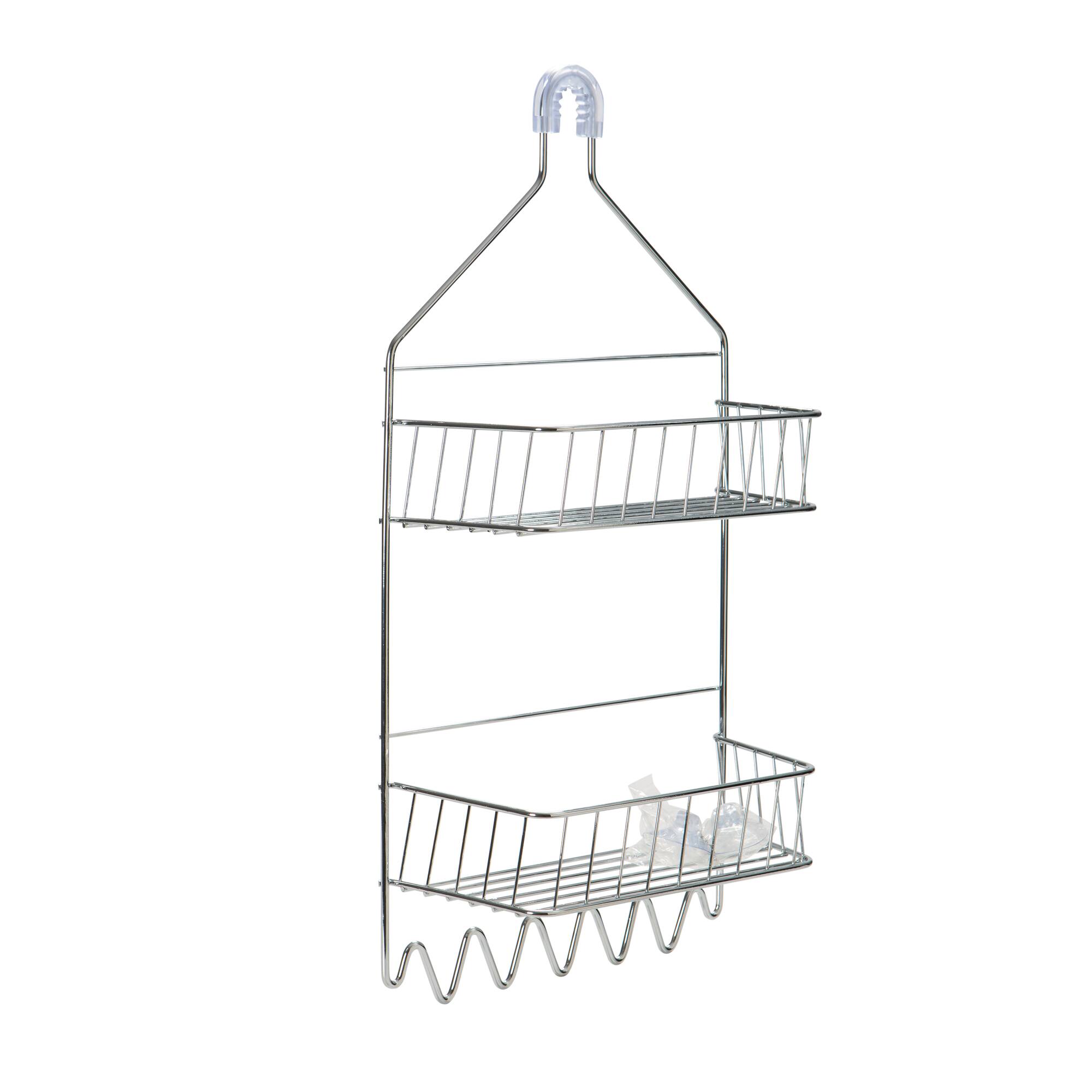 Bath Bliss Chrome 2 Tier Cabana Stripe Shower Caddy
